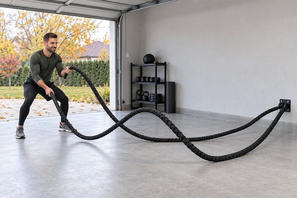 Erősítő kötél edzés: 15 perces battle rope kör a garázsban vagy a teraszon ősszel