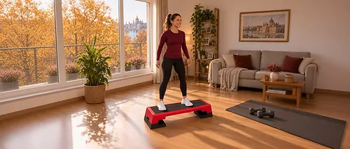 Aerobic step otthon: 20 perces lendületes kardió a nappaliban az őszi estékre