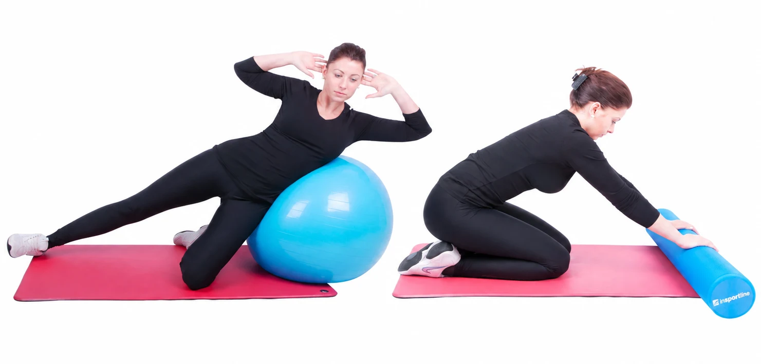 Gimnasztikai labda és pilates henger az otthoni pilates edzéshez