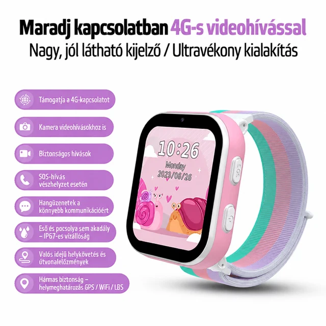 inSPORTline Cubbio gyerek okosóra 4G-s videohívással és GPS-helymeghatározással