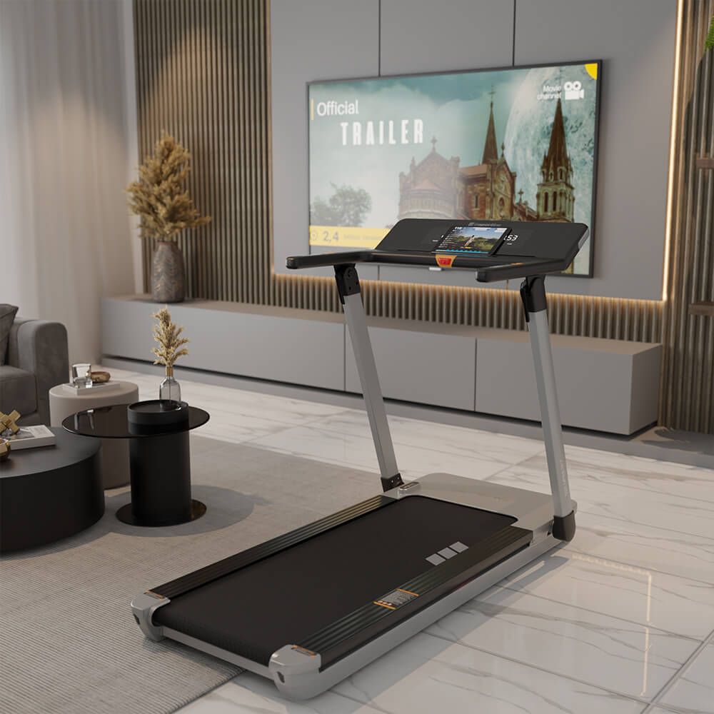 inSPORTline ZenRun 20 futópad modern nappaliban, téli otthoni edzéstervhez