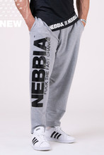 Férfi ikonikus melegítő nadrág Nebbia Beast Mode On 186 - szürke