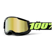 Motocross szemüveg 100% Strata 2 Mirror - Upsol fekete-fluo sárga, tükrös arany plexi