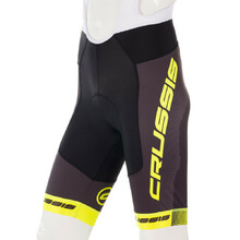 Férfi kerékpáros rövidnadrág nadrágtartóval Crussis CSW-068 - fekete-fluor sárga