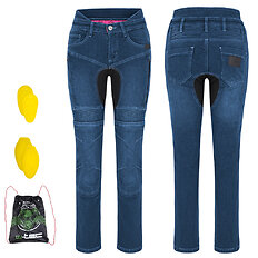 Női motoros farmer W-TEC Biterilla Eva Lady, övhurok, mosógépben mosható, kivehető térd- és csípőprotektorok, aramid megerősítés