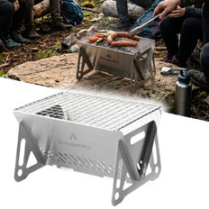 Hordozható összecsukható grill inSPORTline Cardbeq, magas hőteljesítmény, rozsdamentes kivitel, könnyű karbantartás, tároló utazótáska