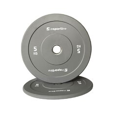 Gumírozott súlytárcsa inSPORTline Bumper Plate Go 5 kg 50 mm, minőségi kivitelezés, vonzó színkialakítás, kopásálló, tartós ütköző gumi