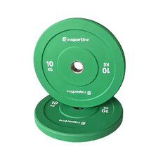 Gumírozott súlytárcsa inSPORTline Bumper Plate Go 10 kg 50 mm, minőségi kivitelezés, vonzó színkialakítás, kopásálló, tartós ütköző gumi
