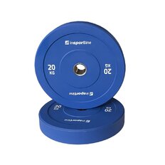 Gumírozott súlytárcsa inSPORTline Bumper Plate Go 20 kg 50 mm, minőségi kivitelezés, vonzó színkialakítás, kopásálló, tartós ütköző gumi