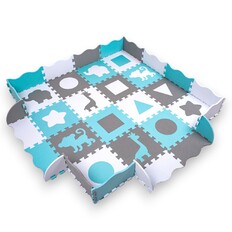 Szivacs puzzle Játszómatrac védőfallal inSPORTline Smarfino 30,5x30,5x1 cm, 36 db