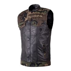 Motoros mellény W-TEC Black Heart Regimento rugalmas anyag, tartós bőr, belső bélés