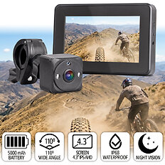 Tolatókamera kerékpárokhoz inSPORTline ISL Natys, éjjellátó funkció, időjárásálló, stabil kép rezgés nélkül, növeli a biztonságot