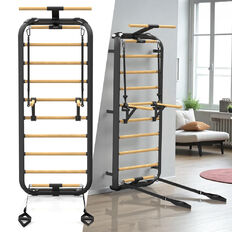 Bordásfal inSPORTline Wootkit 220×86 cm, 8 kör alakú lépcsőfok, falhoz rögzítés, könnyű karbantartás, egyszerű és gyors összeszerelés