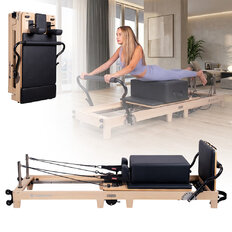 Pilates reformer inSPORTline Driftaler, összecsukható szerkezet biztonsági retesszel, tölgyfából készült váz, speciális pilates-doboz