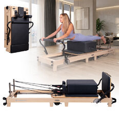 Pilates reformer inSPORTline Driftaler, összecsukható szerkezet biztonsági retesszel, tölgyfából készült váz, speciális pilates-doboz