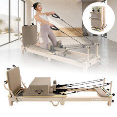 Pilates reformer inSPORTline Comfolder EVO, összecsukható szerkezet, 4 görgő a könnyű mozgatáshoz, karcolásálló váz, levehető háttámla, pilates doboz