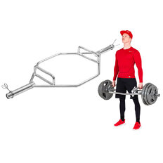 Hatszögletű olimpiai rúd inSPORTline Hexlif 140cm/50mm • 21,8kg • 200kg-ig  • szorítógyűrűkkel, 2 lehetséges fogáspozíció, trap bar markolat