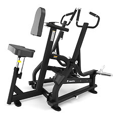 Evezőgép inSPORTline Velocer plate loaded, független karok a szimmetrikus izomfejlesztésért, ergonomikus, nagy sűrűségű párnázás, állítható ülés