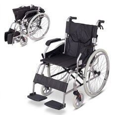 Könnyített mechanikus összecsukható kerekesszék inSPORTline Jakesully világos kerekekkel, 13 kg, akár 100 kg teherbírás, ergonomikusan párnázott ülés