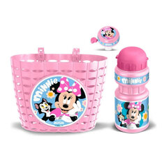 Kerékpáros szett Minnie (kosár, kulacs, csengő) - rózsaszín, strapabíró műanyag, könnyen felszerelhető