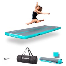 Airtrack inSPORTline Airstunt 300x100x10 cm szürke-türkiz,500kg teherbírás,DropStitch technológia,javítókészlet és szállítótáska
