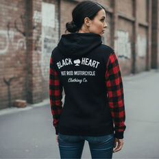 Női motoros kapucnis pulóver W-TEC Black Heart Ramforge, húzózsinóros kapucni, elasztikus kötött szegély, előkészítés hát-, váll- és könyökvédőhöz