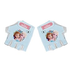 Gyerek kerékpáros kesztyű Frozen II - világoskék, tépőzáras rögzítés, légáteresztő rugalmas anyag, elvezeti az izzadságot