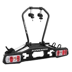 Vonóhorogra szerelhető kerékpárszállító Kross MOVE 2, beépített biztonsági zárak, billentő mechanizmus, lábpedállal működtethető