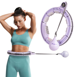 Hullahopp karika súllyal inSPORTline Weight Hoop Pro 69-105cm, 1.2kg, 41cm átmérő, bütykös, mágneses, szétszedhető, állítható méret, LCD kijelzővel