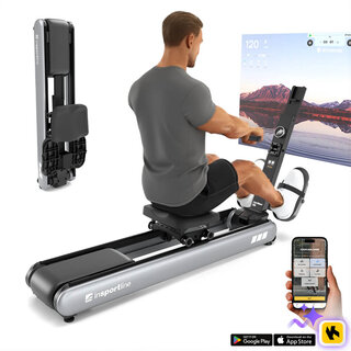 Evezőgép inSPORTline ZenRow 30, mágnesfékes, generátoros, max.150kg, mellkasi öv kapcsolat, elektromos terhelés, aplikációk, max 185cm