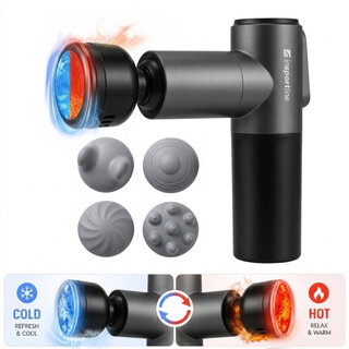 Hideg/meleg masszázspisztoly inSPORTline IceBlaze, 2400 mAh, 1600-2800 fordulat/perc, 6 mm lökethossz, 5 sebességfokozat, 5 fűtési és hűtési fokozat
