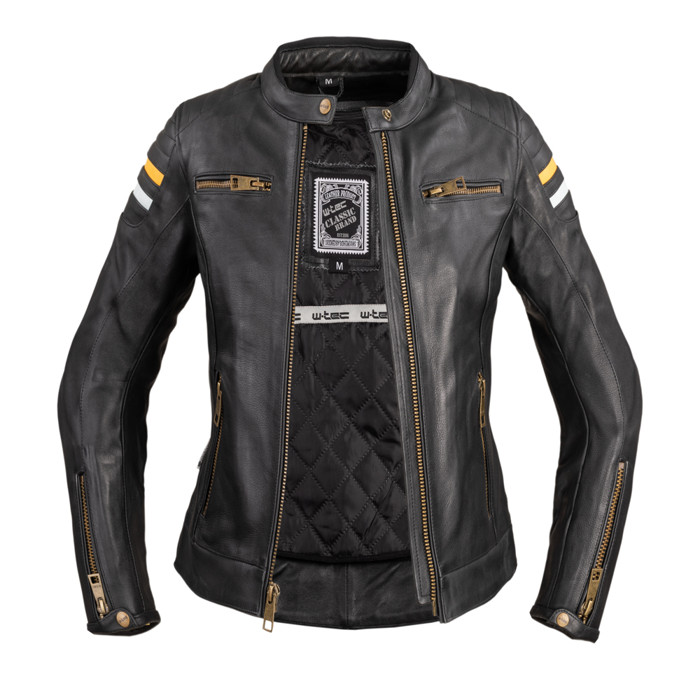 Női motoros bőrkabát W-TEC Stripe Lady fekete XS termék 2. képe