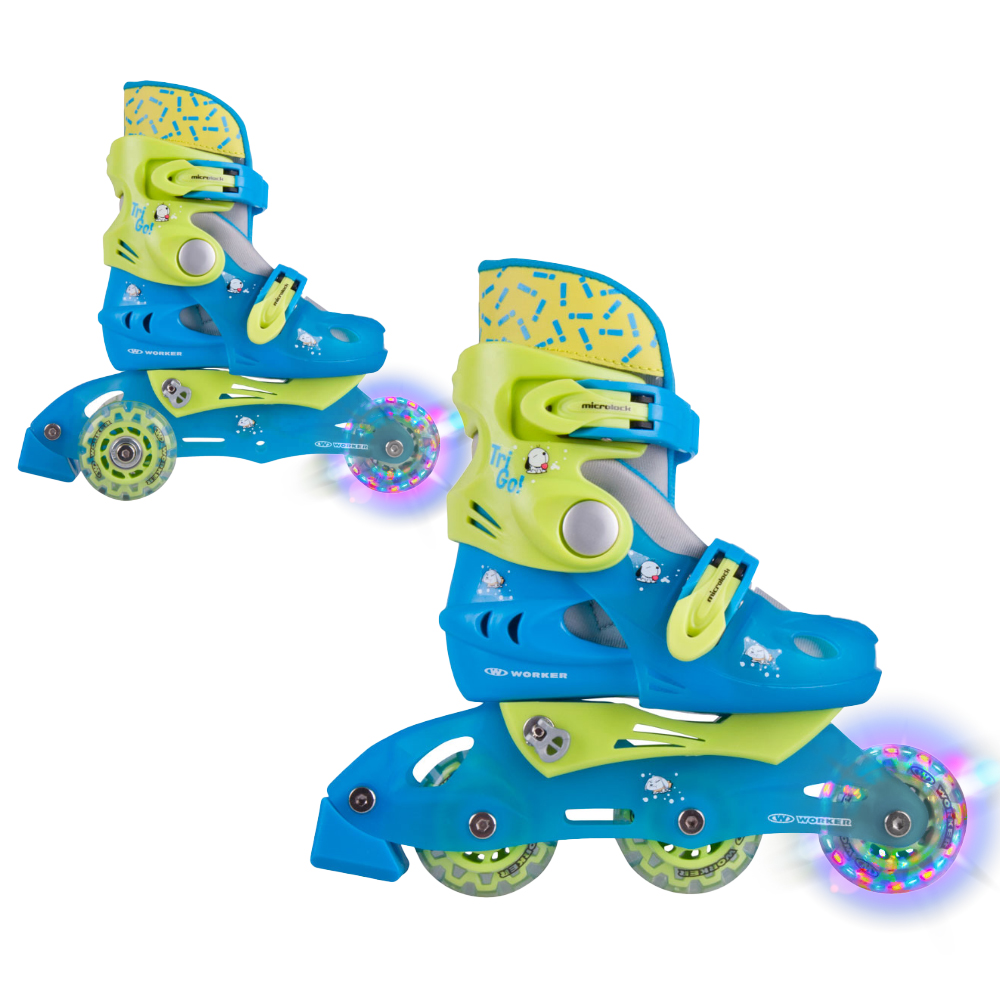 Gyermek görkorcsolya WORKER TriGo Skate LED -világító első kerékkel kék XS 26-29 akciós termékkép 1