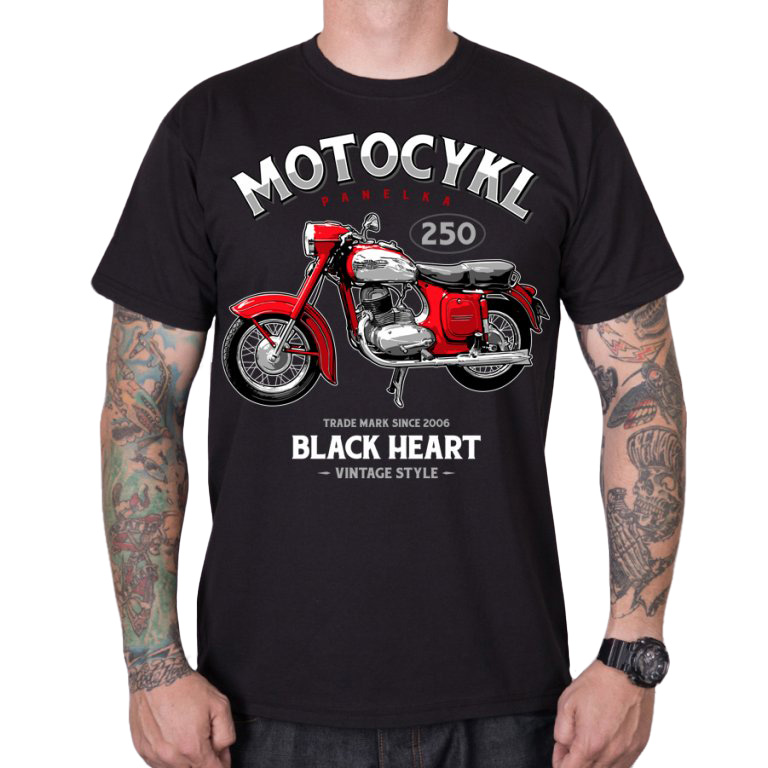 Póló BLACK HEART Motorcycle Panelka 3XL fekete