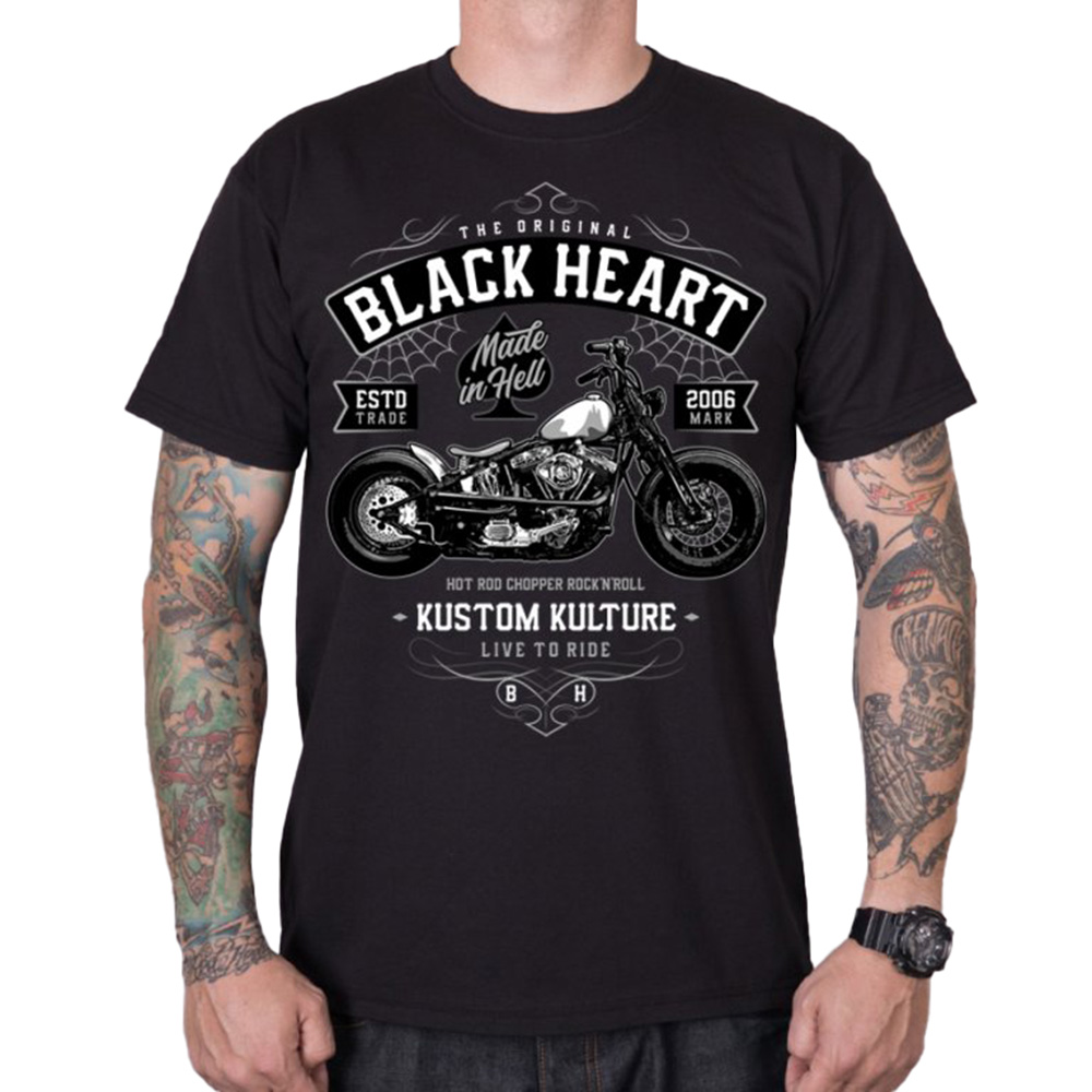Póló BLACK HEART Moto Kult fekete L