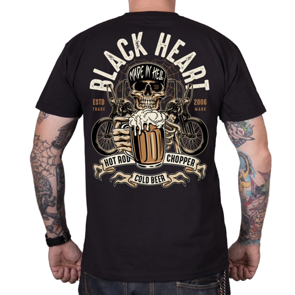 Póló BLACK HEART Beer Biker M fekete