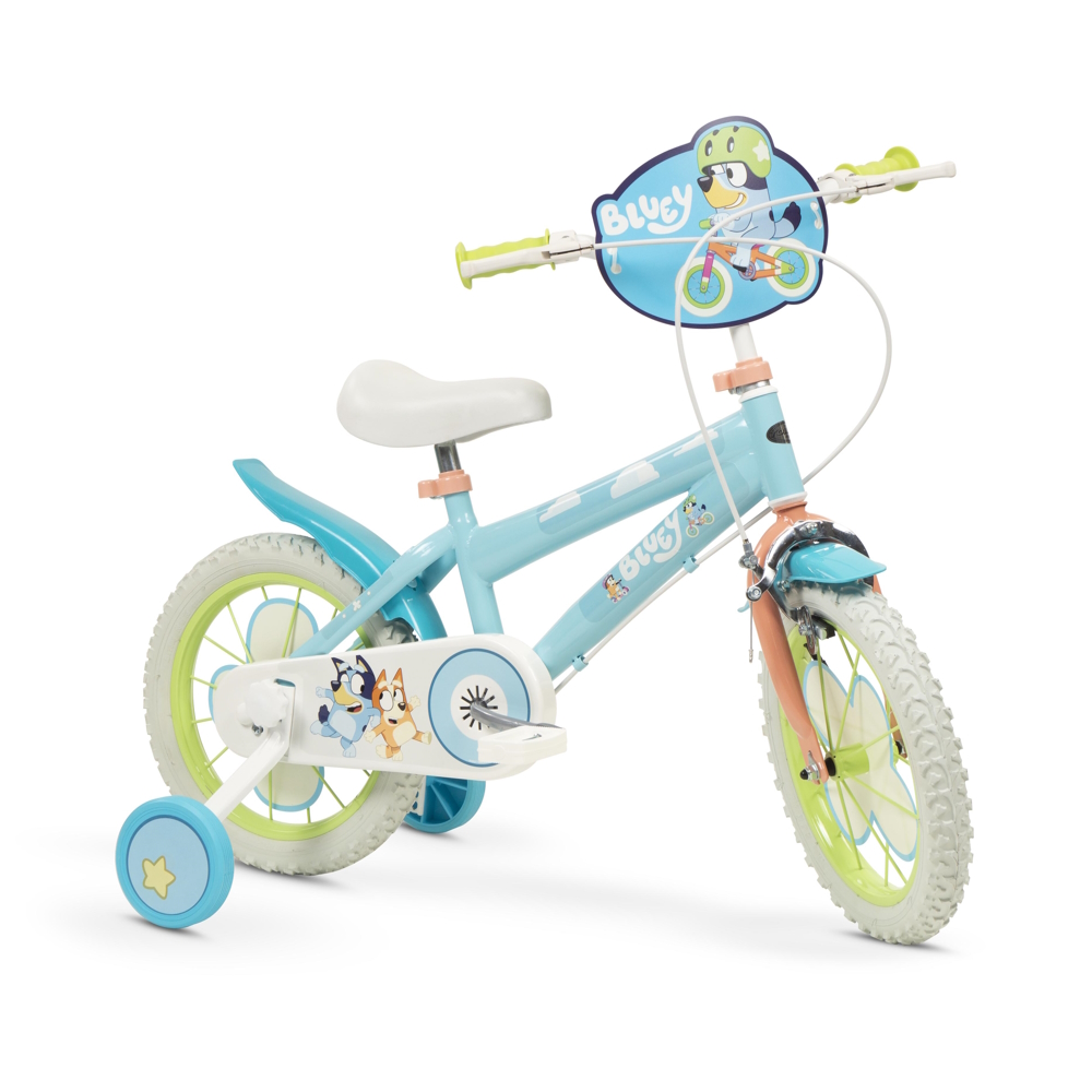 Gyerekkerékpár Toimsa Bluey 16", acélváz, első féknyereg, hátsó dobfék, sárvédő, láncvédő, leszerelhető oldalkerekek akciós termékkép 1