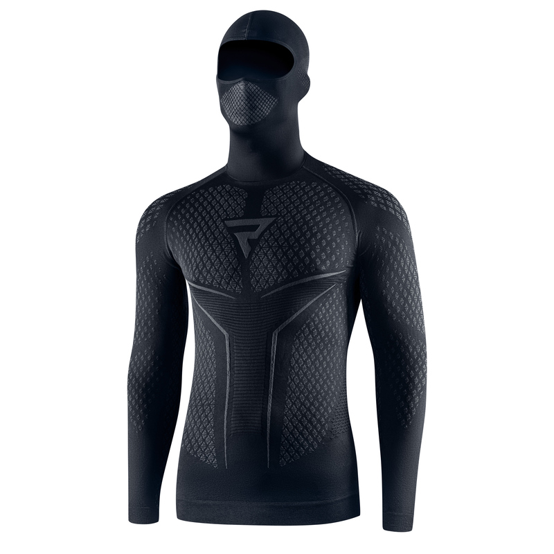 Motoros thermo triko és arcmaszk Rebelhorn Therm II 2in1 Long Sleeve fekete-szürke XS/S