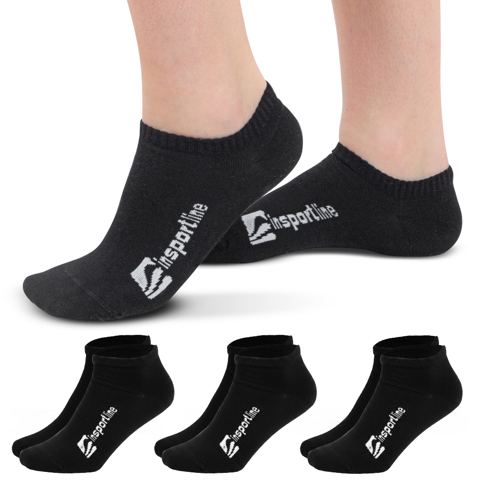 Antibakteriális bokazokni bambuszból 3 pár inSPORTline Silvatic Ankle AG+, unisex, kényelmes, rugalmas, antibakteriális fekete 43-45