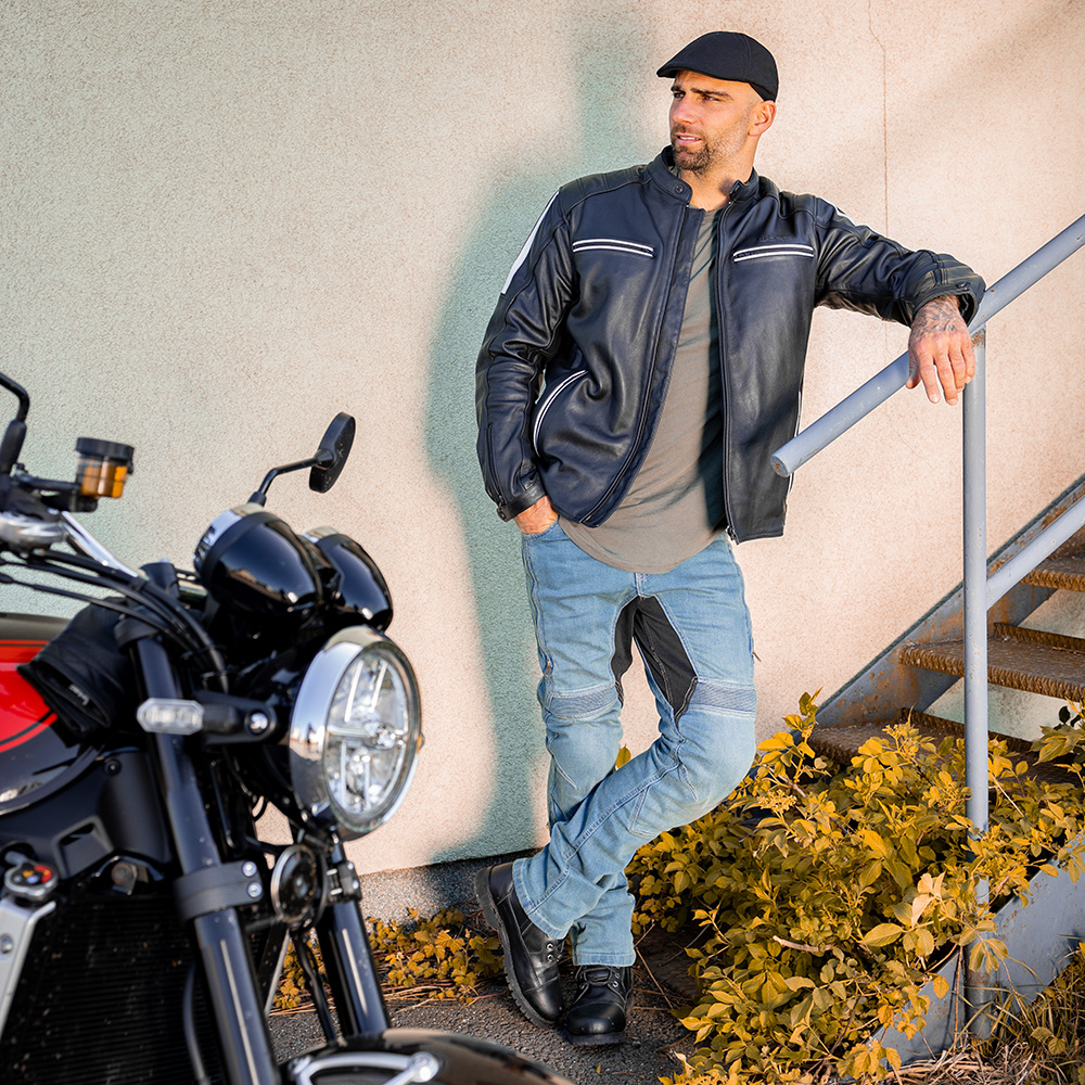 Bőr motoros dzseki W-TEC Helsin fekete-fehér S termék 2. képe