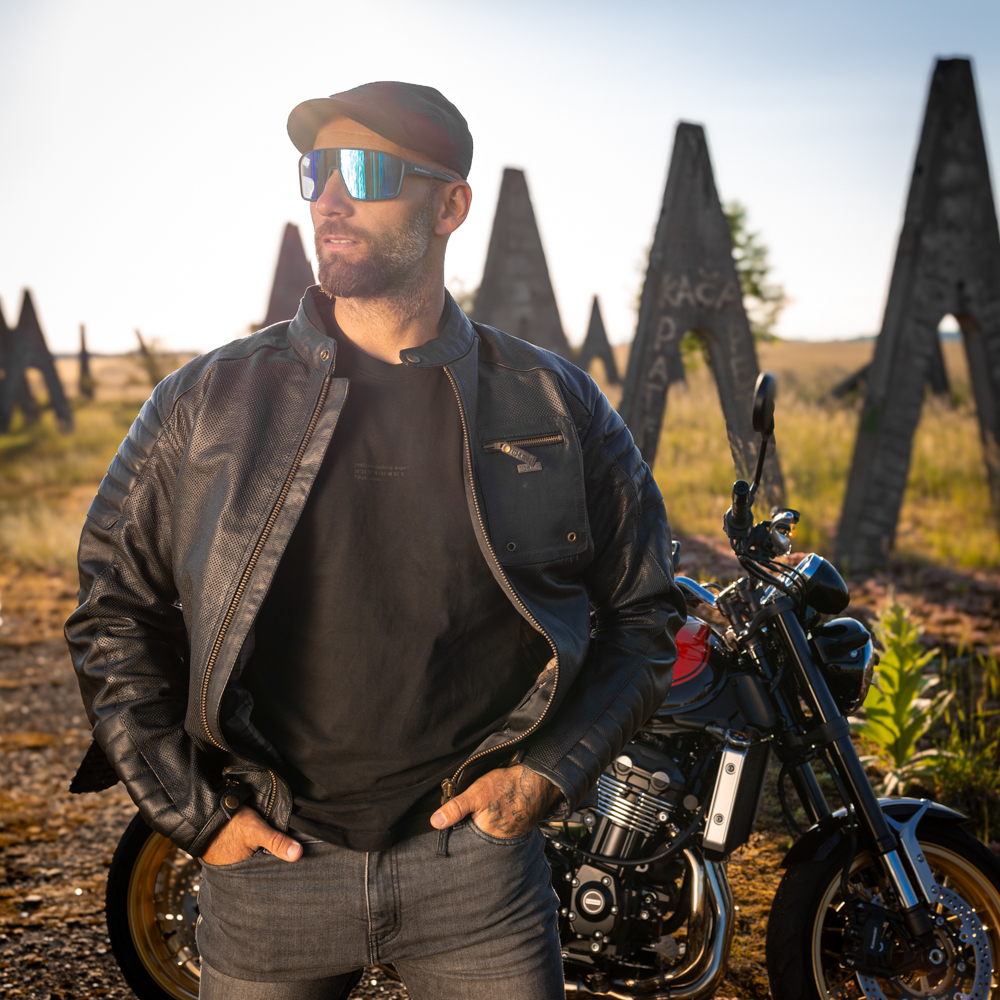Nyári bőr motoros kabát W-TEC Gradac fekete S termék 2. képe
