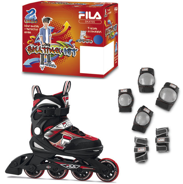 Fila görkorcsolya szett J-ONE COMBO 2 Fekete/Piros M(32-36)