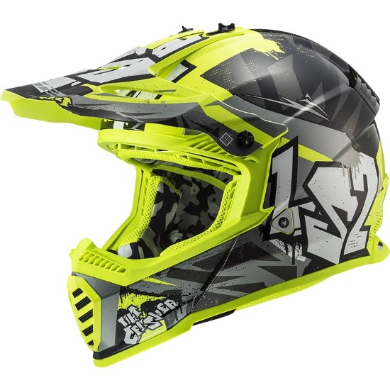 LS2 FAST EVO CRUSHER BLACK HI VIS YELLOW motocross bukósisak M