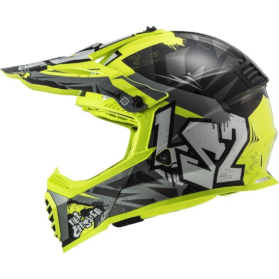 LS2 FAST EVO CRUSHER BLACK HI VIS YELLOW motocross bukósisak S termék 2. képe