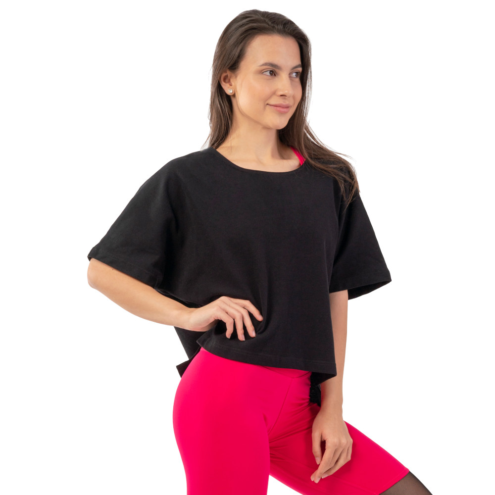 Laza crop póló "The Minimalist" organikus pamutból fekete XS/S akciós termékkép 1