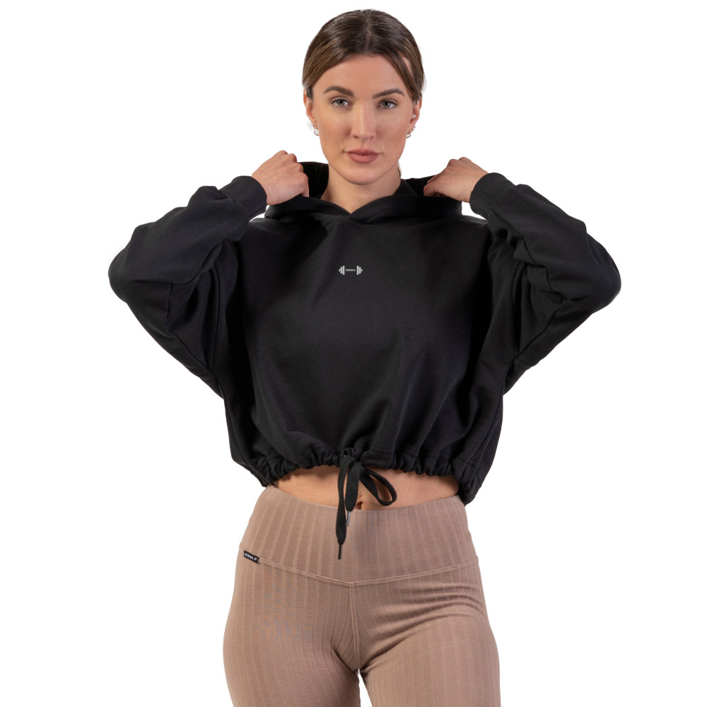Laza crop melegítőfelső Nebbia Iconic 421 fekete XS/S