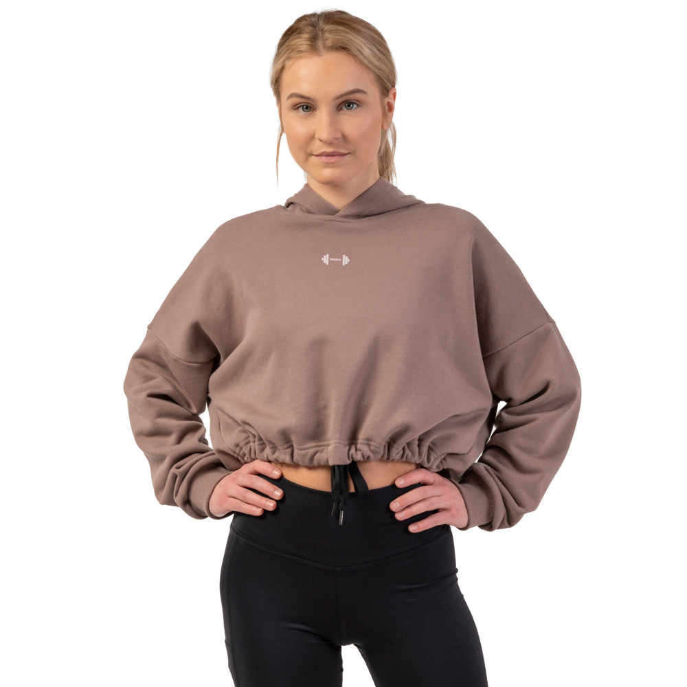 Laza crop melegítőfelső Nebbia Iconic 421 Barna M/L