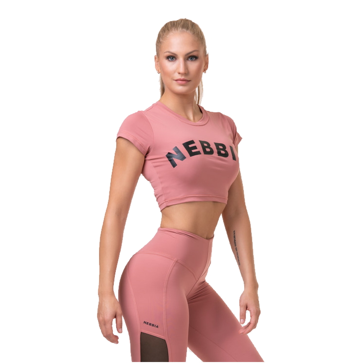 Női rövid ujjú crop top Nebbia Sporty Hero 584 Old Rose S