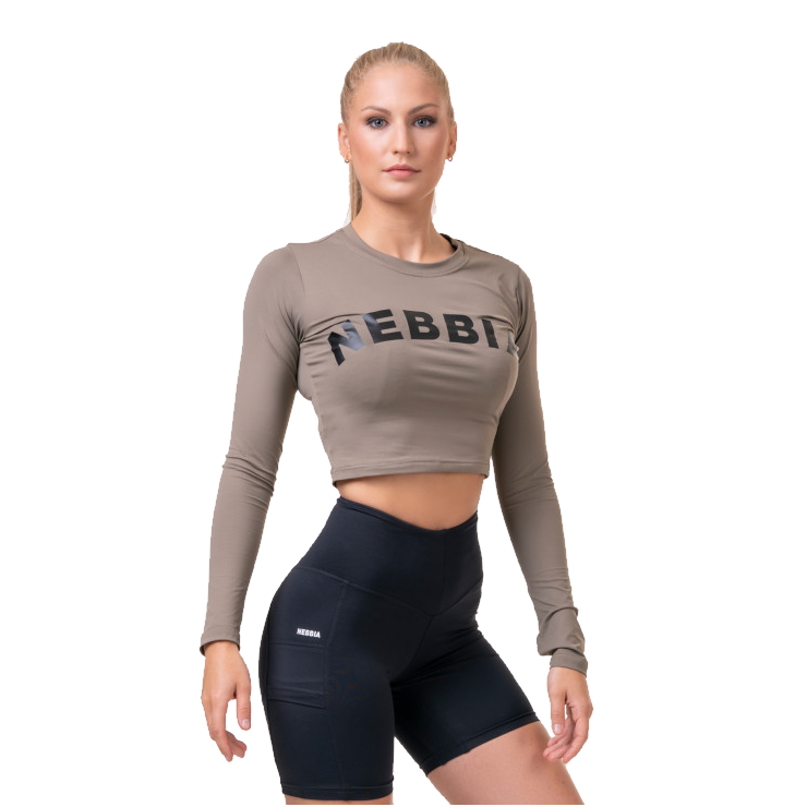 Női hosszú ujjú crop top Nebbia Sporty Hero 585 Mocha XS