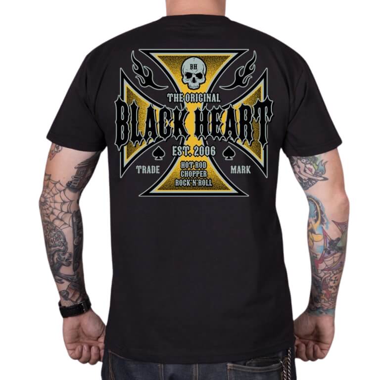 Poló BLACK HEART Ruthless rövid ujjú, kerek nyakkivágás, 100% pamut fekete M akciós termékkép 1